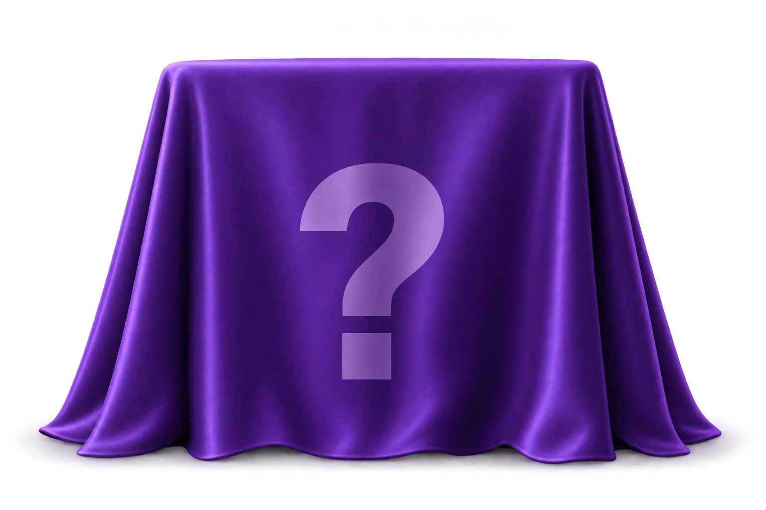 Upcoming book under a purple cloth